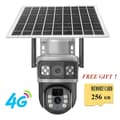 Miniatyrbillede 2 af 2: Udendørs sikkerhedskamera, 4G-forbindelse, 360° synsvinkel, dual linse system,4G kamera 256GB-B