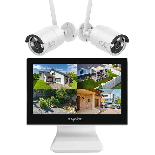 Trådlöst säkerhetskamerasystem, 10,1-tums LCD-skärm, 5MP upplösning, H.264+ videokomprimering,2TB