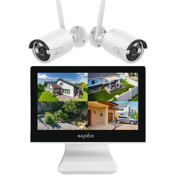 Trådlöst säkerhetskamerasystem, 10,1-tums LCD-skärm, 5MP upplösning, H.264+ videokomprimering,2TB