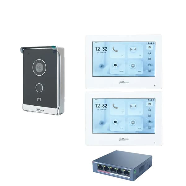 Video Intercom System, Håndfri Kommunikation, 7-Tommers Farvetouchskærm, Induktiv Kortadgangskontrol,1DB 2 WH Skærm 1PoE