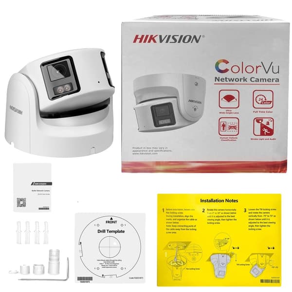 Hikvision 8MP ColorVu IP Kamera, 4mm Linse, Indendørs og Udendørs Brug,8 MP hvid, 4 mm