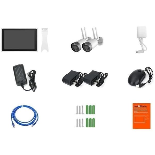 2 Wi-Fi-kameraa + NVR-näyttöpaketti - LINK2HOME - 3MP, älykäs tunnistus, 10.1 LCD-näyttö