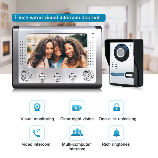 Intercom dörrklockesystem, 7-tums TFT LCD-skärm, stöd för upplåsning., SY801FA11