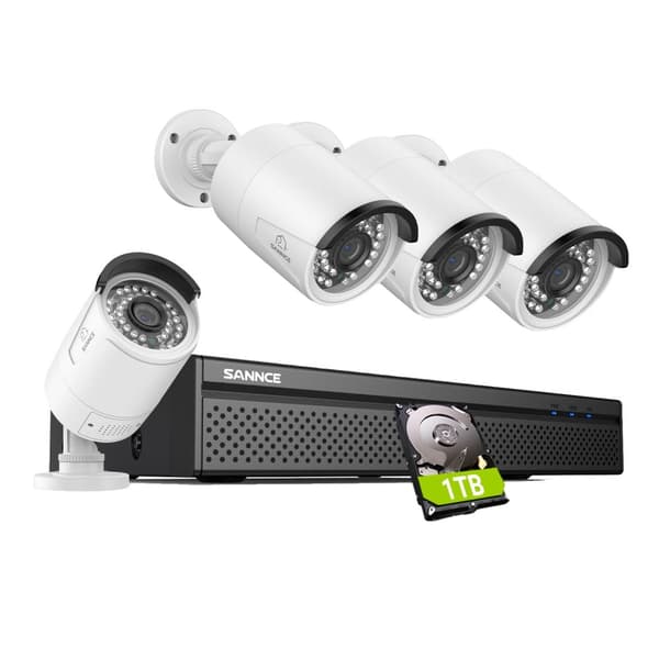 8MP POE Sikkerhedskamera System, To-Vejs Lyd, Nattesyn op til 100ft,4STK 1TB