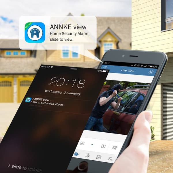 Säkerhetskamerasystem, 1080P Live-streaming, IP66 Väderbeständig,8CH 4st Kamera, 4T