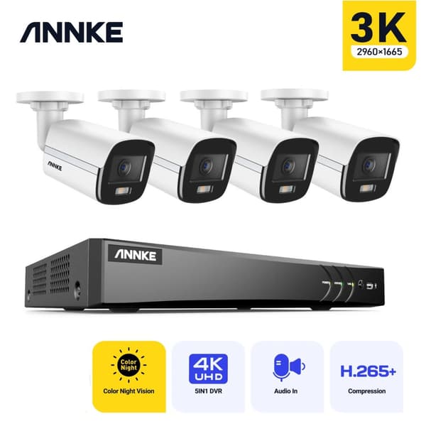 5MP Videovalvontajärjestelmä, 4 Kamerat, H.265 Videopakkaus,4KPL 0TB