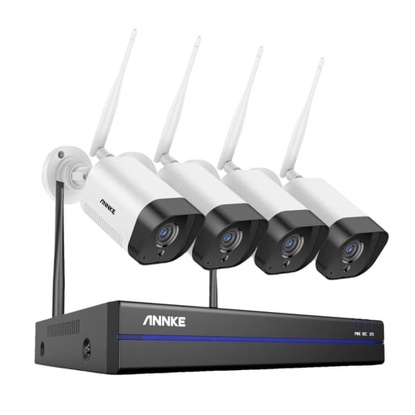 Trådlöst CCTV-system, H265+ Komprimering, Tvåvägs ljud,8CH NVR 4 st kameror, Ingen