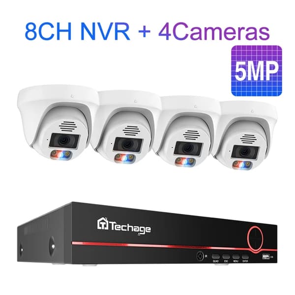 POE Sikkerhedskamera System, 4K Opløsning, Ansigtsgenkendelse, , 3T(户外运动), 8CH 4pcs 5MP Cameras