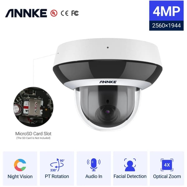 Overvågningskamera, 4MP HD, 4x Optisk Zoom,4MP Kamera
