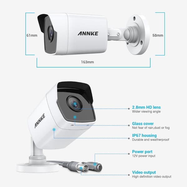 5MP Ultra HD CCTV-kamera, IP67-vejrbeskyttet, 100ft nattevision