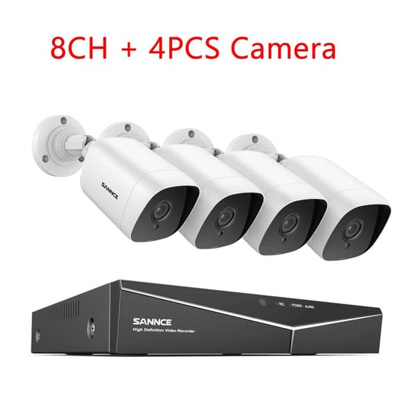 SANNCE 8CH DVR CCTV System, 5MP Opløsning, Bevægelsesdetektion,1080P 4PCS DVR Kit-a, 4T