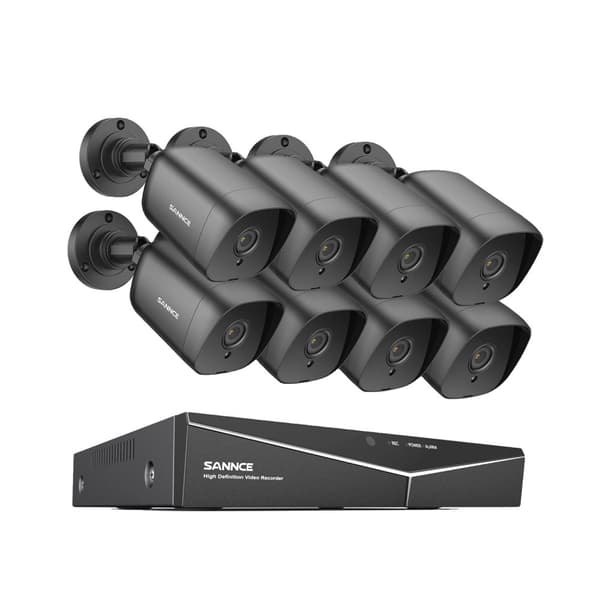 SANNCE 8CH DVR CCTV-system, 5MP upplösning, rörelsedetektering,1080P 8PCS DVR Kit-a, 4T