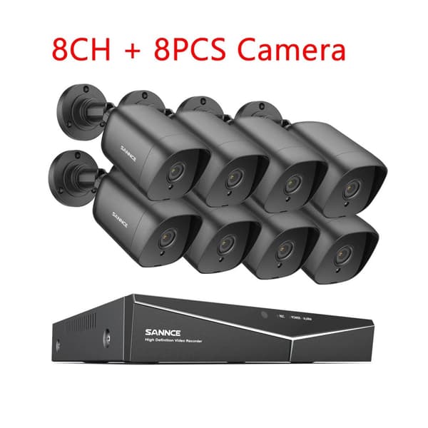 SANNCE 8CH DVR CCTV-system, 5MP upplösning, rörelsedetektering,2T, 5MP 8PCS DVR Kit