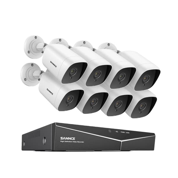 SANNCE 8CH DVR CCTV-system, 5MP upplösning, rörelsedetektering,1080P 8PCS DVR Kit-a, 1T
