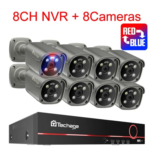 4K Sikkerhedskamera System, To-Vejs Lyd, Farve Natvision,8CH NVR 8PCS Kamera, Ingen