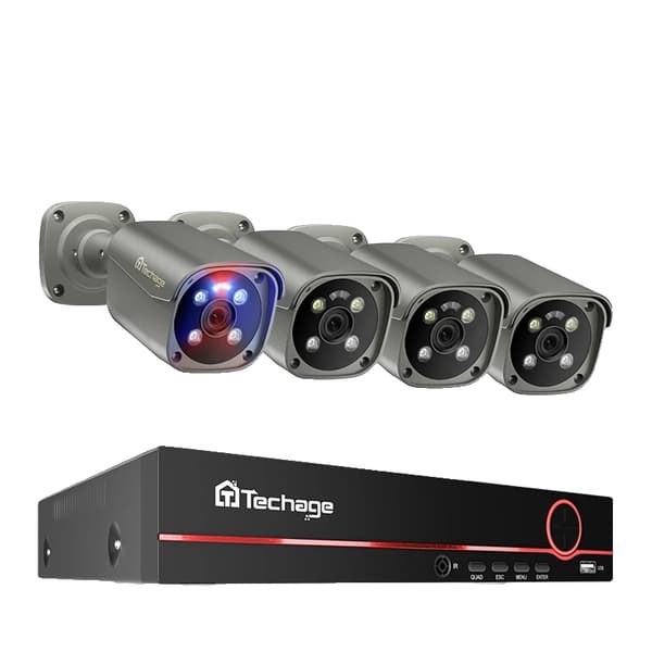 4K Säkerhetskamerasystem, Tvåvägs ljud, Färgnattsyn,8CH NVR 4PCS Kamera, 1T