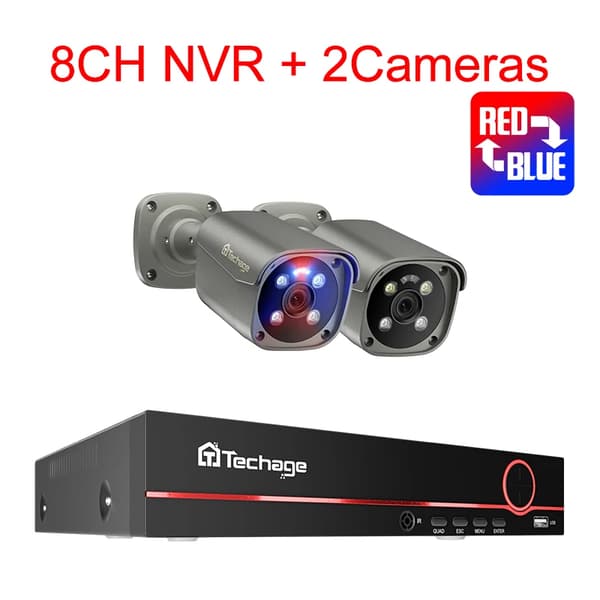 4K Sikkerhedskamera System, To-Vejs Lyd, Farve Natvision,8CH NVR 2PCS Kamera, 1T