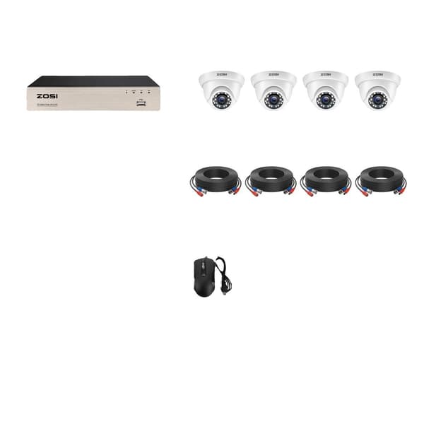 Sikkerhedskamera System, 1080P HD Opløsning, 8 Kanals DVR Optager, Himmelblå, 1T