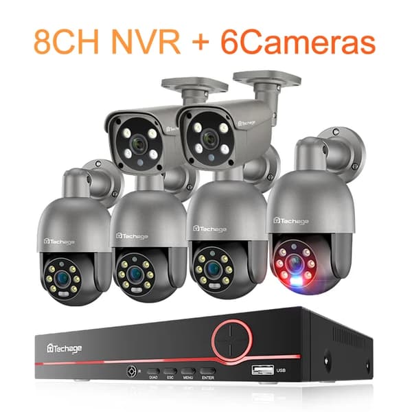 Säkerhetskamerasystem, Nattsyn, Människodetektering, , 1T, 8CH NVR 6Cameras