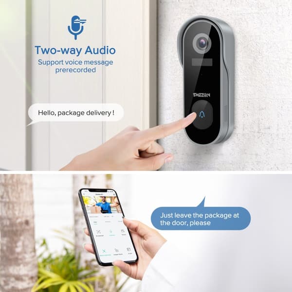 Smart dörrklocka, WiFi-anslutning, 1080P upplösning