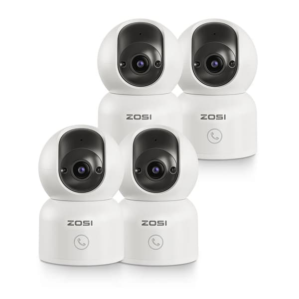ZOSI Smart Baby Cam, 360° panorering- og vippefunktion, dual 2K HD visning,C518(4 Pak)