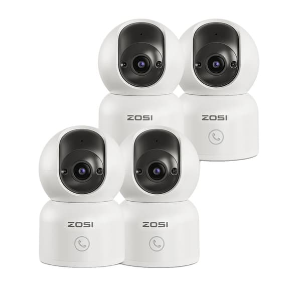 ZOSI Smart Baby Cam, 360° panorering- og vippefunktion, dual 2K HD visning,C518(4 Pak)