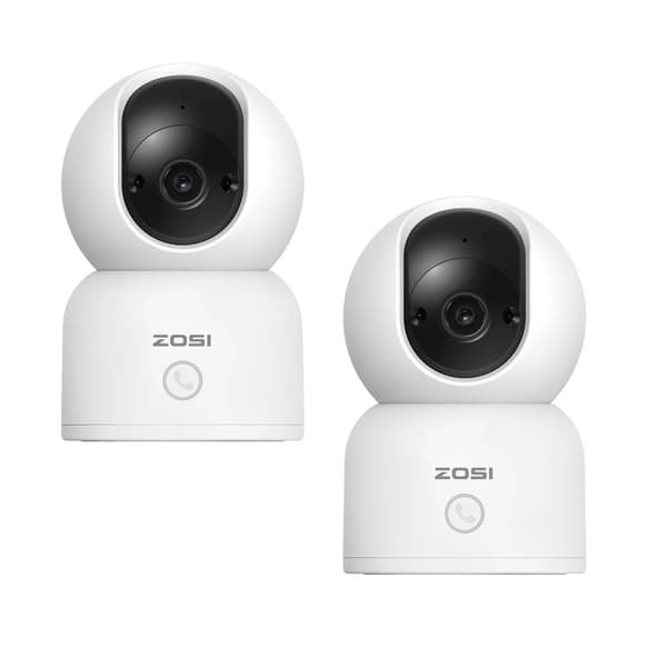 ZOSI Älykäs Vauvakamera, 360° Kääntö- ja Kallistustoiminto, Kaksois 2K HD Näyttö,C518(2 pakkausta)