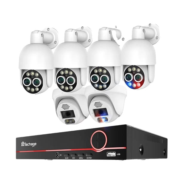 Smart säkerhetskamerasystem, 8MP upplösning, AI mänsklig detektering,Ingen, 8CH NVR 6 Kamera A