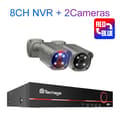 Miniatyrbillede 2 af 2: Udendørs sikkerhedskamerasystem, 4K UHD opløsning, AI menneskedetektion, 3T (udendørs sport), 8CH 2 kameraer