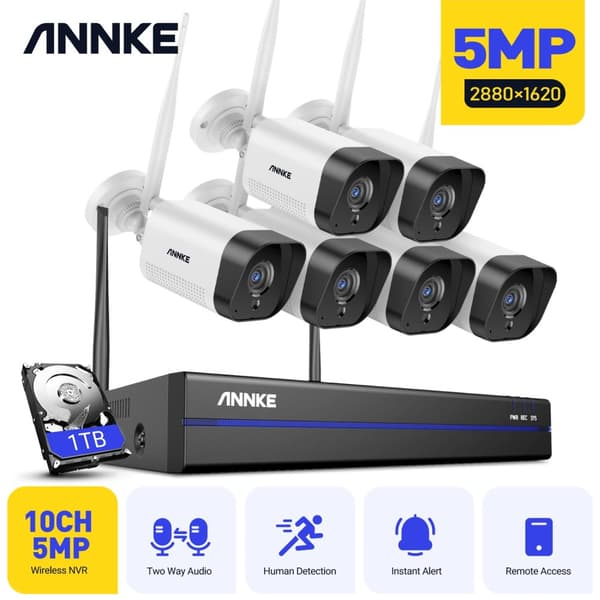 Sikkerhedskamera system, 5MP opløsning, natvision, 1TB