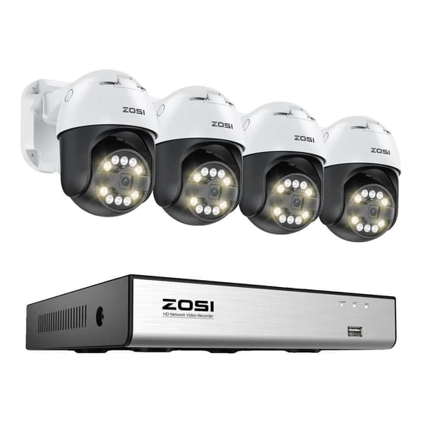 ZOSI Sikkerhedskamerasystem, 5MP opløsning, AI-detektionsfunktioner,4 stk. 5MP Kameraer, Ingen