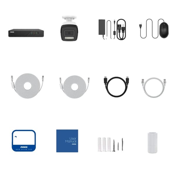 5MP Säkerhetskamerasystem, Smart Dual-Light, IP67 Vattentät, AI Rörelsedetektering,med 4 st kameror, En