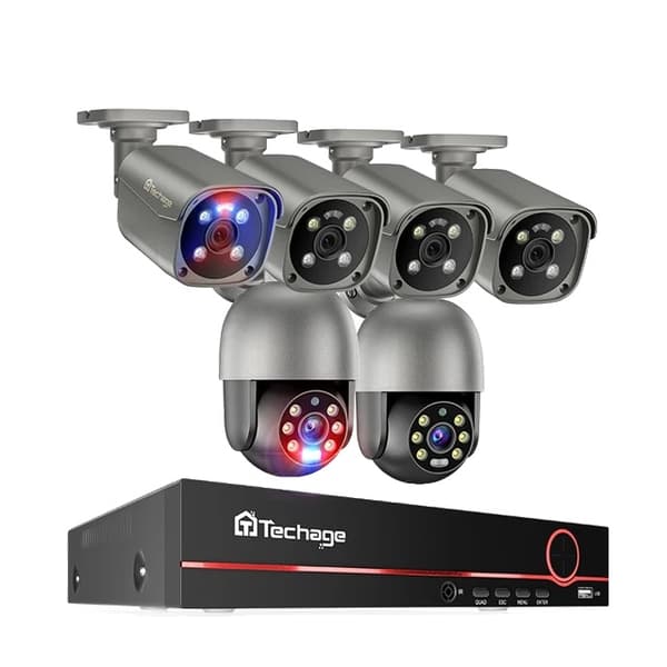 Udendørs PTZ POE kamera system, AI menneskelig detektion, to-vejs samtale, , 1T, 8CH 6 Cameras
