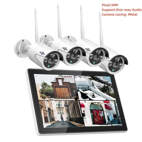 Trådløst CCTV-system, 3MP/5MP kameraer, 10,1" LCD-skærm,Ingen, 5MP Kugle System