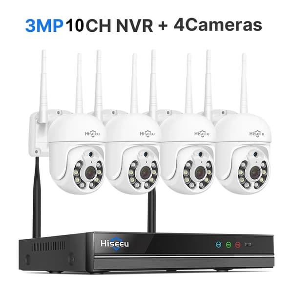 Trådløst Sikkerhedskamerasystem, 10CH NVR, Humanoid Detektion,Ingen, 3MP PTZ System3MP PTZ System