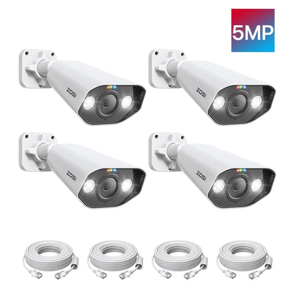 4K Poe Säkerhetskamera, 8MP Ultra HD, Nattvisionslägen,4 stycken 5MP-kameror
