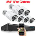 Miniatyrbild 2 av 2: SANNCE NVR Övervakningskamerasystem, 8MP Video Upplösning, 8CH POE Stöd,Ingen, 8MP 6Pcs Kamera