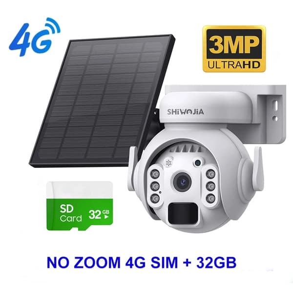 Solpanel Kamera, 4G Forbindelse, Natvision, 3MP 4G 32GB