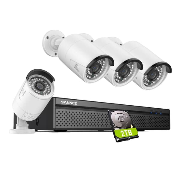 8MP POE Sikkerhedskamera System, To-Vejs Lyd, Nattesyn op til 100ft,4STK 2TB