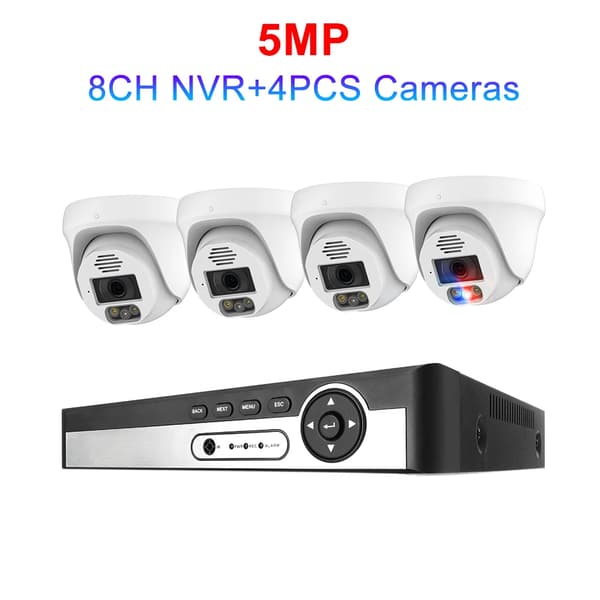 Säkerhetskamerasystem, 4K-upplösning, AI-ansiktsigenkänning,8CH NVR 4 KAM 5MP, Ingen