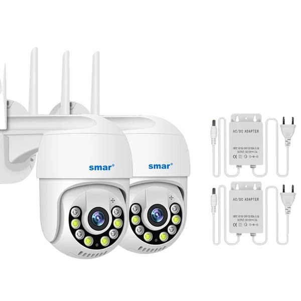 Smar Wireless PTZ IP-kamera, 3MP HD-upplösning, Intelligent AI-detektion,3,6 mm, 2x3MPxAdapter