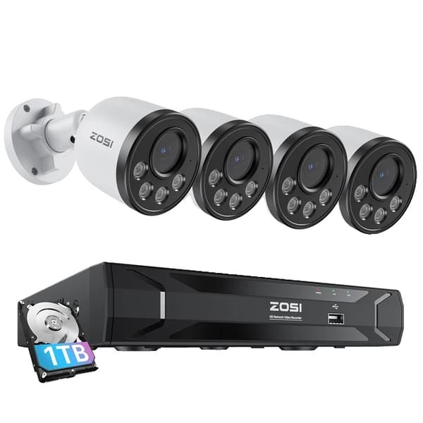 Sikkerhedskamerasystem, H265+ Komprimering, 5MP Opløsning, , 2T, 8CH NVR 4Cameras