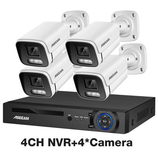 Sikkerhedskamera system, 4K opløsning, AI farve natvision, , None, 4CH NVR and 4 Camera