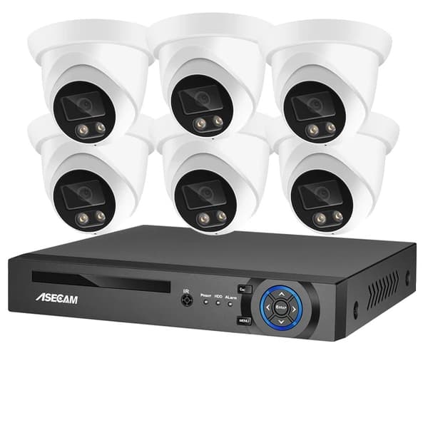 Sikkerhedskamera system, 8MP 4K opløsning, AI farve natvision, , None, 8CH NVR and 6 Camera