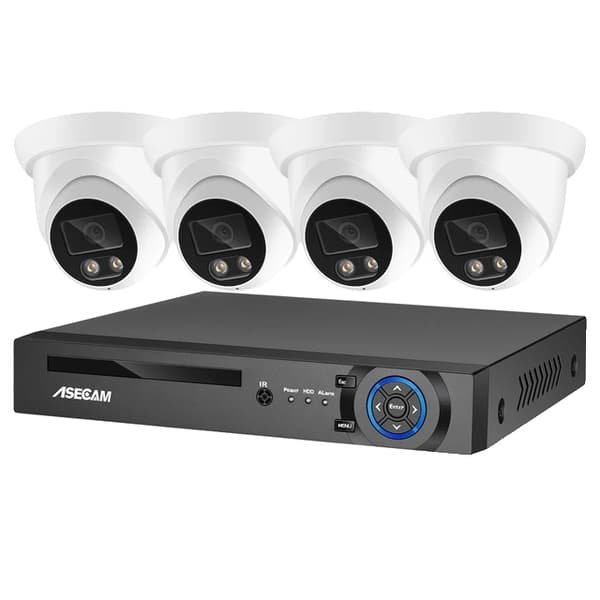 Sikkerhedskamera system, 8MP 4K opløsning, AI farve natvision, , 1T, 4CH NVR and 4 Camera