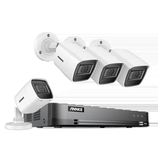 4K säkerhetskamerasystem, 30m IR-nattseende, IP67 vattentålig,4CH NVR 4st Kamera, 4T