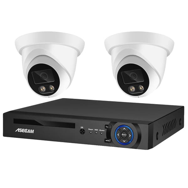 8MP Sikkerhedskamerasystem, AI Bevægelsesdetektion, IP66 Vandtæt, Fjernadgang,Ingen, 4CH NVR 2 AI Kamera