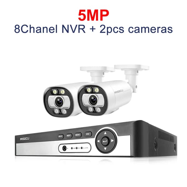 8CH NVR Turvakamerajärjestelmä, 4K Resoluutio, AI Ihmisten Tunnistus,Ei mitään, 8CH NVR 2KAM 5MP