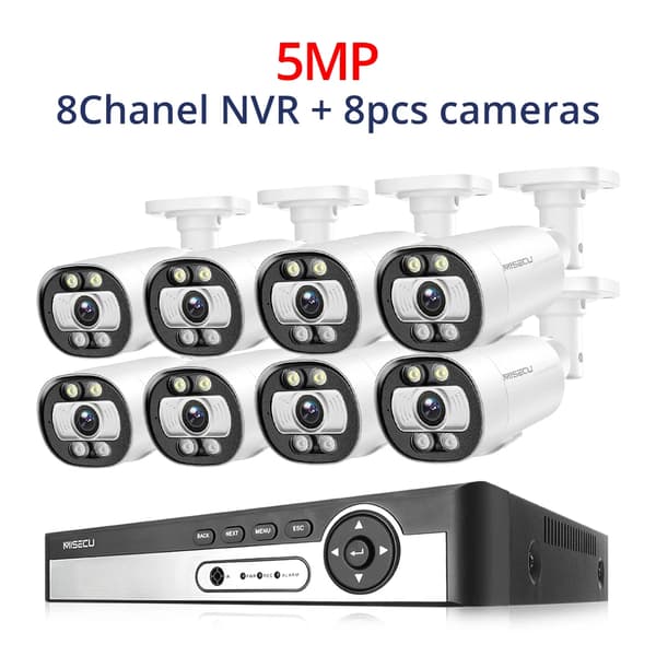 8CH NVR Säkerhetskamerasystem, 4K-upplösning, AI Mänsklig Detektion,8CH NVR 8ST KAMERA 5MP, Ingen