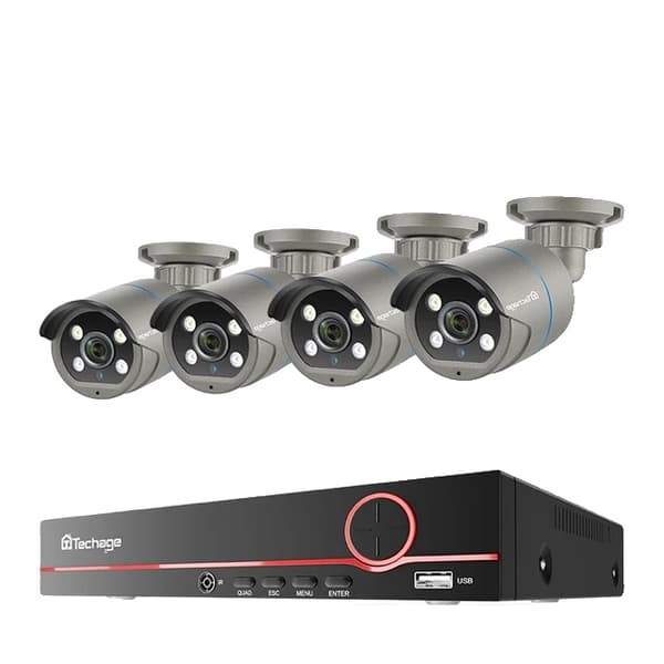 Sikkerhedskamera System, AI Ansigtsgenkendelse, Lydoptagelse, , None, 8CH NVR and 4Cameras